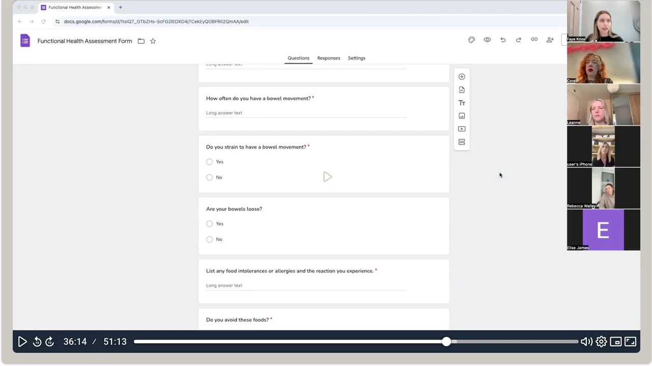 A live FSA call, working through the Functional Health Assessment Form together